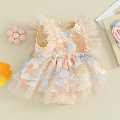 Mubineo Baby Girl Summer Clothes Lace Romper Skirt Dress Princess Outfits Sleeveless Flower Newborn Outfit