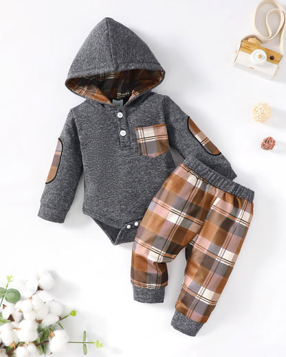 Renotemy Newborn Baby Boy Clothes Infant Boy Outfits Baby Hoodie Romper Fall Winter 0 3 6 9 12 18 Months Baby Clothes for Boy