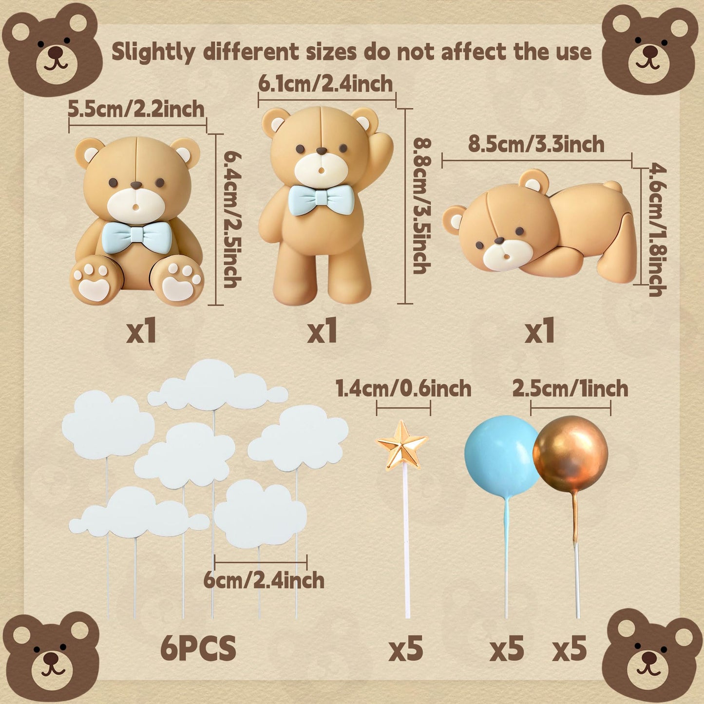 JeVenis Luxury Pink Bear Cake Decoration Baby Bear Baby Shower Cake Topper Bears Train Cake Decoration Baby Shower Birthday Cake Decoration