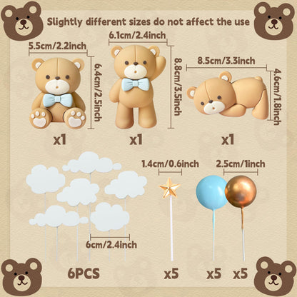 JeVenis Luxury Pink Bear Cake Decoration Baby Bear Baby Shower Cake Topper Bears Train Cake Decoration Baby Shower Birthday Cake Decoration
