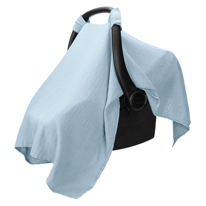 Comfy Cubs Baby Car Seat Cover - Soft, Breathable Bamboo Rayon and Muslin Cotton Blend - Lightweight Canopy for Sun, Bug, and Comfort Protection - Large Size Infant Seat Cover in Sage Design