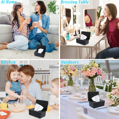 Wet Wipes Storage Box, 2 Pack Wipes Dispenser Holder Tissue Storage Boxes Case with Lid Diaper Wipes Dispenser Box Dustproof Napkin Container with Sealing Design (Black)