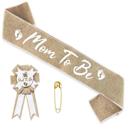 Pink Baby Shower Decorations Mom to Be Sash Baby Shower Decorations for Girl and Sash Daddy to Be Badge - Glossy Texture, Wearable Brooch, Wear-Resistant, set with Ribbon and Badge, Delicate craft