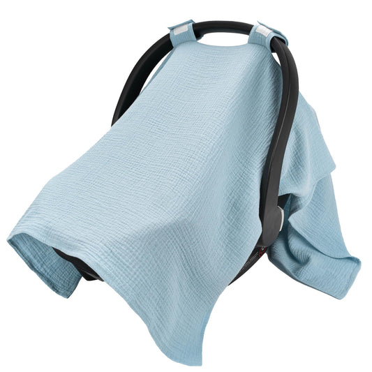 SERAPHY 100% Muslin Cotton Car Seat Covers for Babies, Universal Baby Car Seat Cover, Breathable Muslin Carseat Cover Canopies for Boys and Girls, Soft Infant Car Seat Cover for Summer — Rabbits