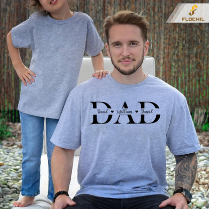 FLOCHIL Personalized Fathers Day Shirts with Kids Name, Custom Dad Shirts for Men, Gifts for Dad, Fathers Day, Christmas