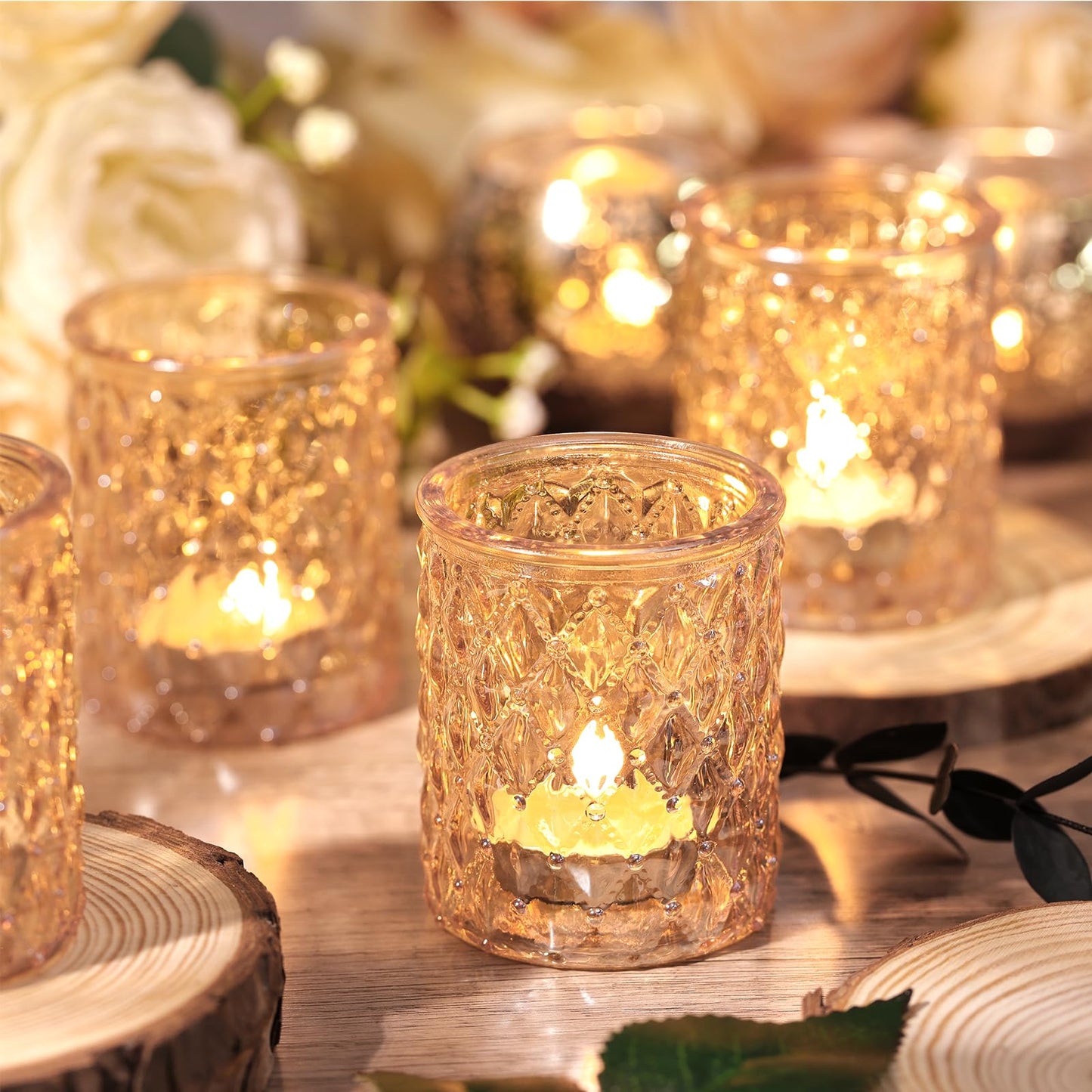 24pcs Pink Votive Candle Holders, Girl Baby Shower Decorations, Tealight Candle Holder for Valentine's Day, Wedding, Brithday Party, Table Centerpiece
