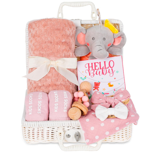 Baby Girls Shower Gift Set New Born Baby Gifts Baby Shower Gifts Basket for New Baby Girls Baby Shower Birthday Party