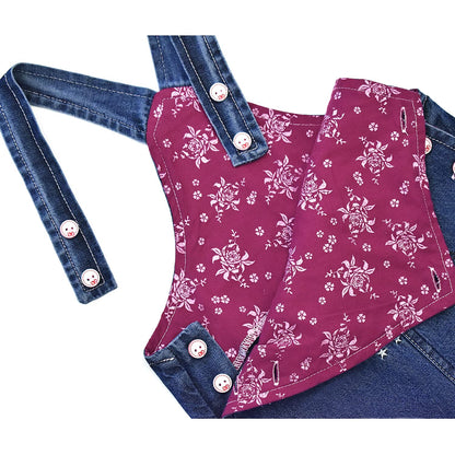 Peacolate 3months-3Years Baby Girls Denim Overalls Embroidery Bib Pants Jeans Jumpsuit