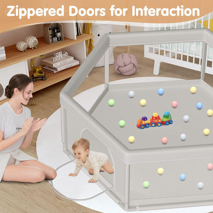 Baby Playpen 50x50 Inch, Play Pens for Babies and Toddlers Baby Fence Baby Play Yards for Indoor & Outdoor with Breathable Mesh Anti-Fall Playpen