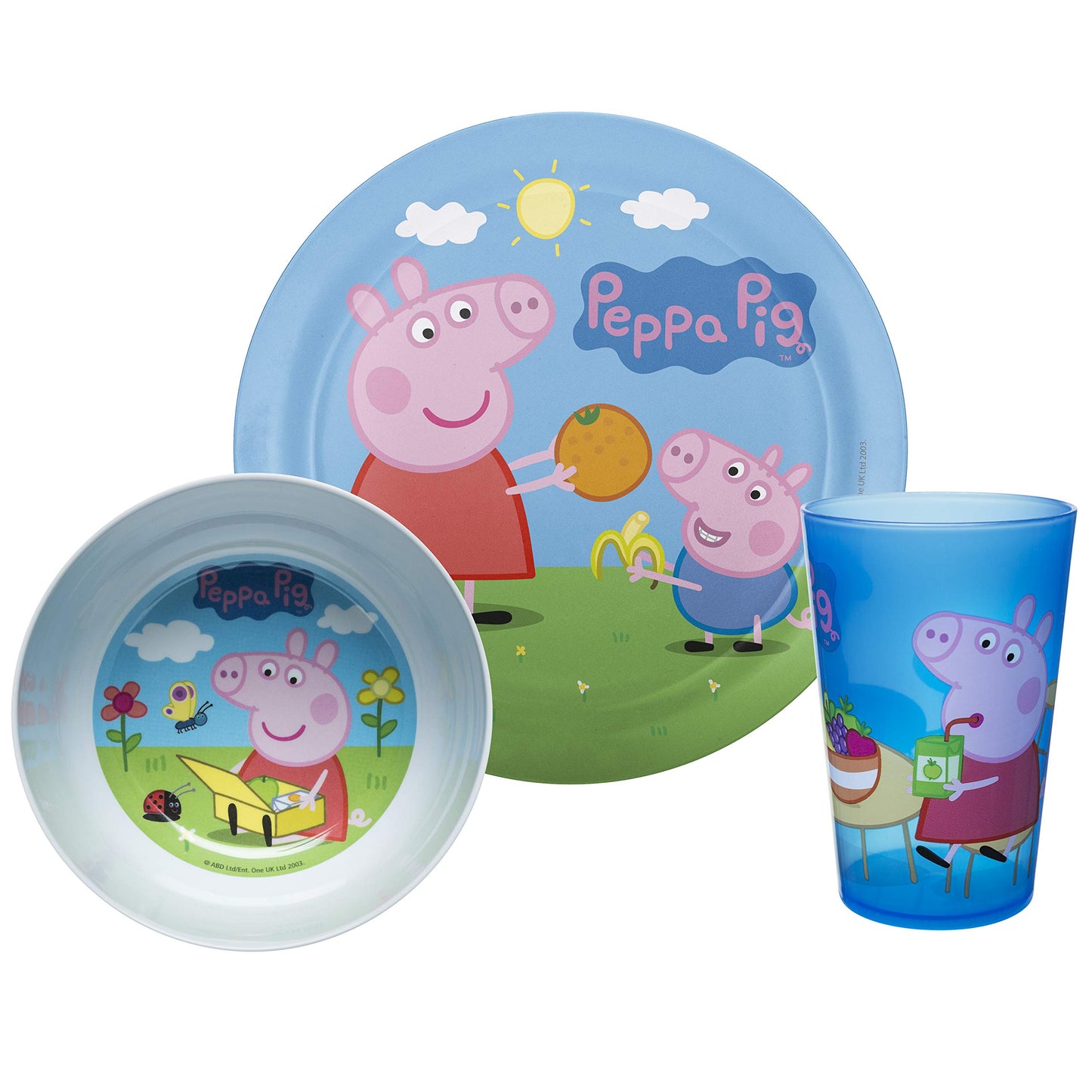 Zak Designs 5-Piece Dinnerware Set, Baby Shark - Durable Plastic & Stainless Steel - Includes Water Bottle, 8-Inch Plate, 6-Inch Bowl, Fork & Spoon - Suitable for Kids Ages 3+