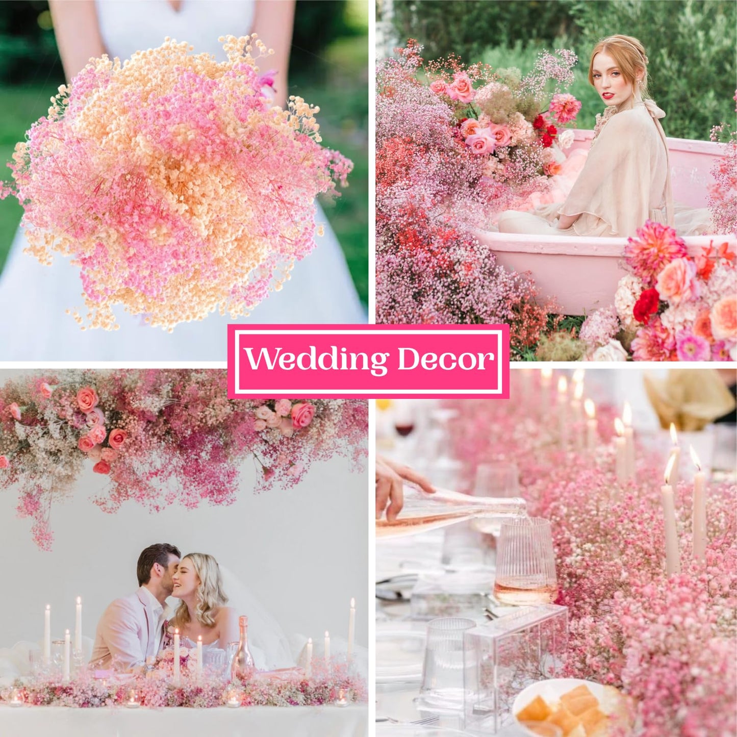 3500+ Dried Babys Breath Flowers Pink & White-17'' Baby's Breath Bulk Bouquet, Real Natural Dried Gypsophila Flowers for Resin, Home Vase Decor, Card DIY, Party, Wedding Flower Wreaths