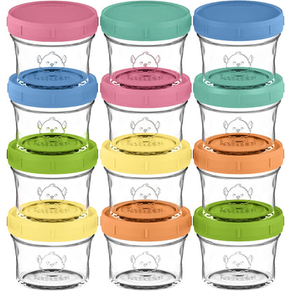 KeaBabies 4pk 8oz & 4pk 4oz Glass Baby Food Containers with Lids - Leak-Proof,Microwavable Small Glass Jars,Baby Purees & Toddler Snack Storage Containers,BPA-Free,Dishwasher & Freezer Safe(Musk Dusk)