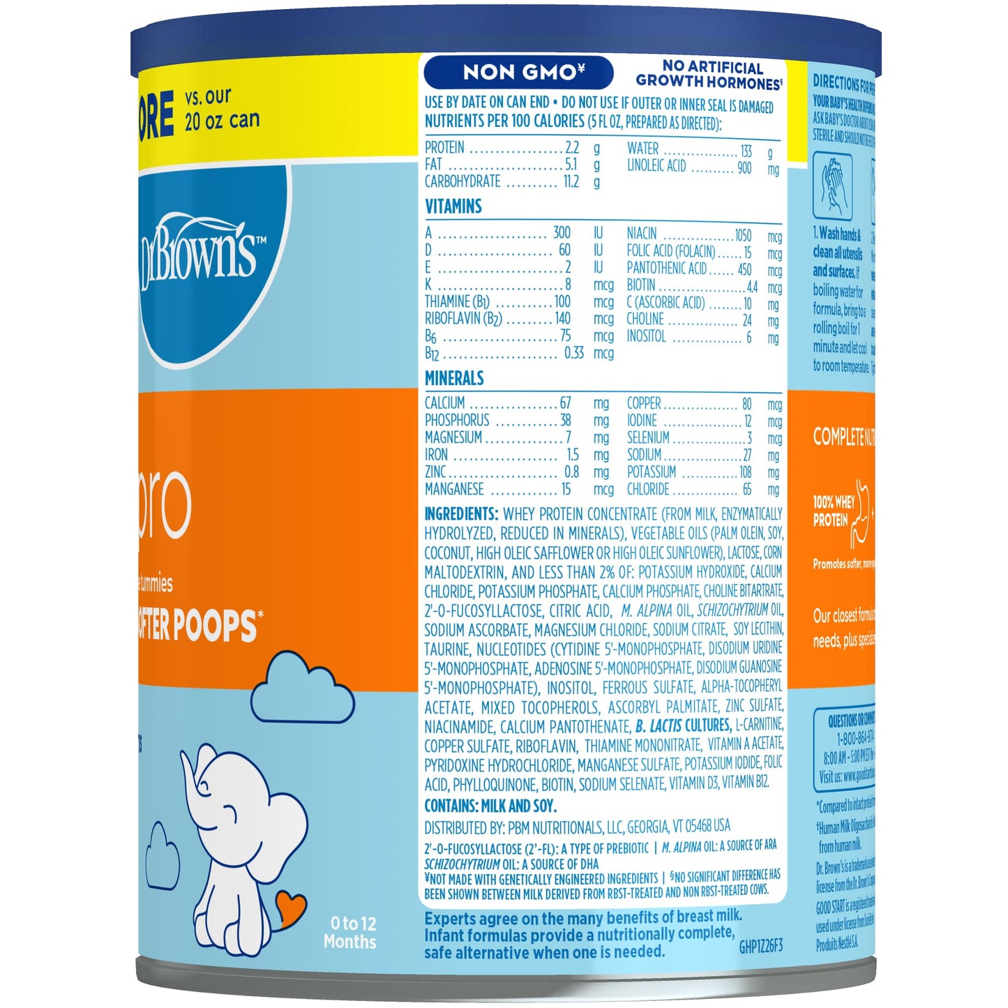 Good Start | Dr. Brown’s Gentle Pro, Baby Formula Powder, For Sensitive Tummies, Easy Digestion and Softer Poops, Infant Formula with Probiotics, DHA, Non-GMO, 20 Ounce