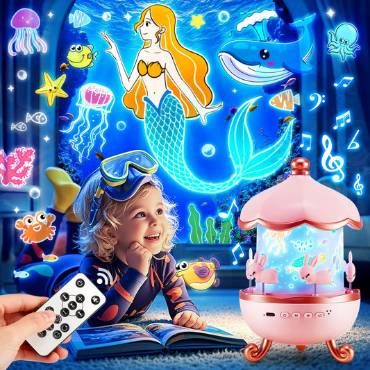 One Fire Baby Night Light Projector, 15 Sound Machine Star Projector for Kids Room,15 Films Star Light Projector 3-9 Year Old Girl Gifts Toys,Brightness Baby Night Lights for Nursery Kawaii Room Decor