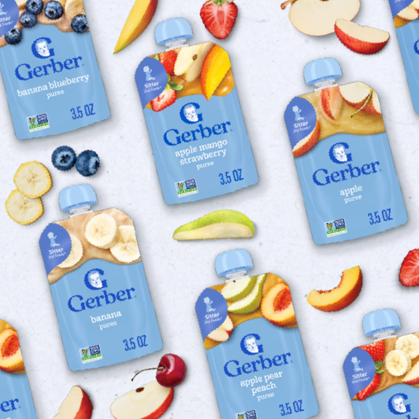 Gerber Baby Food Toddler Apple Pear Peach, 3.5 Oz Pouch