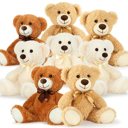 MorisMos 6Pcs Teddy Bears Bulk Baby Shower, 14inch Cute Teddy Bear Stuffed Animals Plush, Small Stuffed Bears on Centerpiece Baby Shower, White