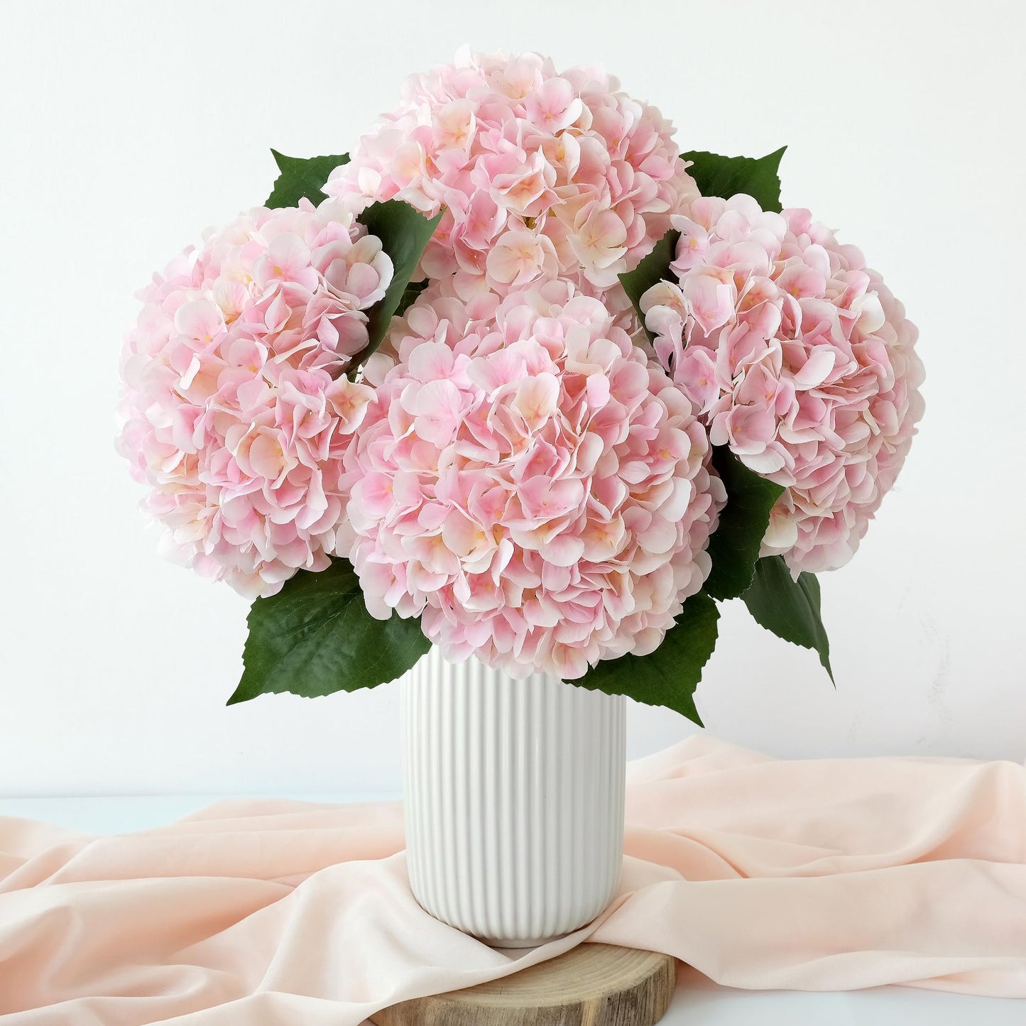 4 Pcs Pink Hydrangeas Artificial Flowers, 20 inches Large Lifelike Fake Silk Flowers, Faux Hydrangeas Flowers for Wedding Home Party Decor Baby Shower Table Centerpiece