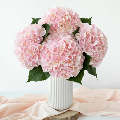 4 Pcs Pink Hydrangeas Artificial Flowers, 20 inches Large Lifelike Fake Silk Flowers, Faux Hydrangeas Flowers for Wedding Home Party Decor Baby Shower Table Centerpiece