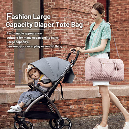 LOVEVOOK Diaper Bag Tote with Pacifier Case and Changing Pad, Large Capacity Mommy Bag for Hospital and Weekender Travel, Functional Baby Bag Newborn Baby Essential, Black