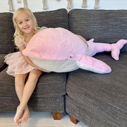 Tezituor 43.3 inch Giant Whale Stuffed Animal, Large Stuffed Whale Plush Ocean Toys, Hugging 4ft Soft Whale Plush Pillow for Girls Boys