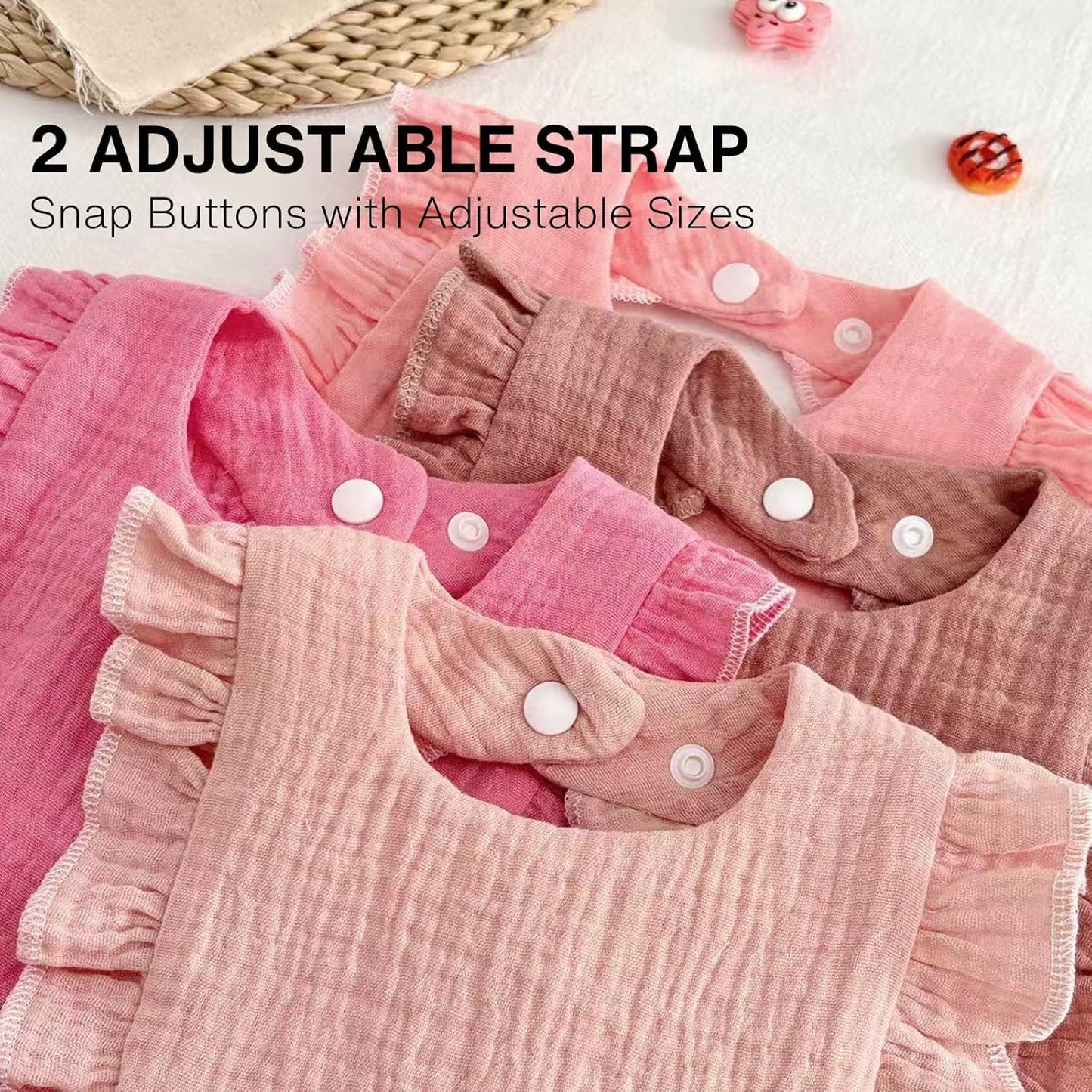 PandaEar 4 Pack Muslin Baby Bibs, Absorbent Bandana Drool Bibs for Girls, Soft Cotton Adjustable Teething & Feeding Bib for Newborns & Toddlers
