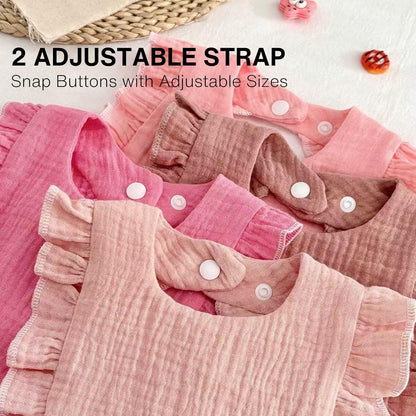 PandaEar 4 Pack Muslin Baby Bibs, Absorbent Bandana Drool Bibs for Girls, Soft Cotton Adjustable Teething & Feeding Bib for Newborns & Toddlers