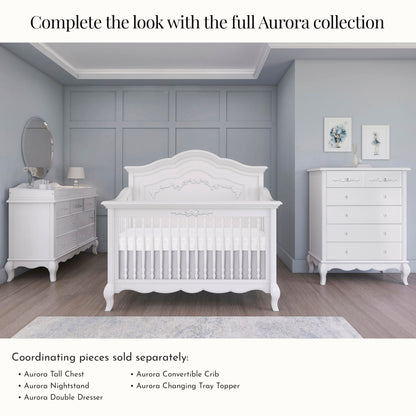 Evolur Aurora 5-in-1 Convertible Crib in Ivory Lace, Greenguard Gold Certified, Features 3 Mattress Height Settings, Sturdy and Spacious Baby Crib, Wooden Furniture