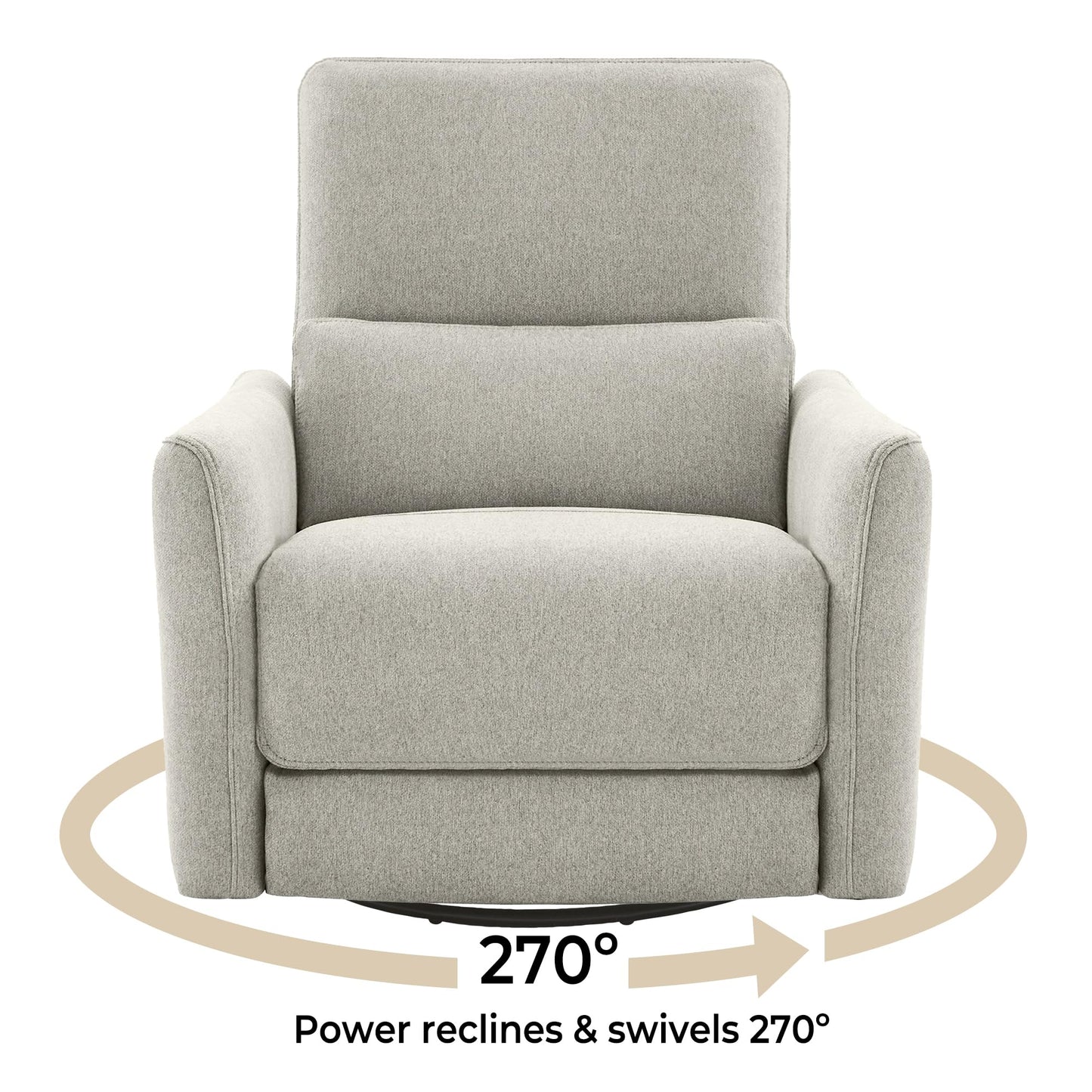 CHITA Power Recliner Chair Swivel Glider, FSC Certified Upholstered Living Room Nursery Reclining Sofa Chair with Lumbar Support, Linen