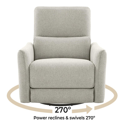 CHITA Power Recliner Chair Swivel Glider, FSC Certified Upholstered Living Room Nursery Reclining Sofa Chair with Lumbar Support, Linen