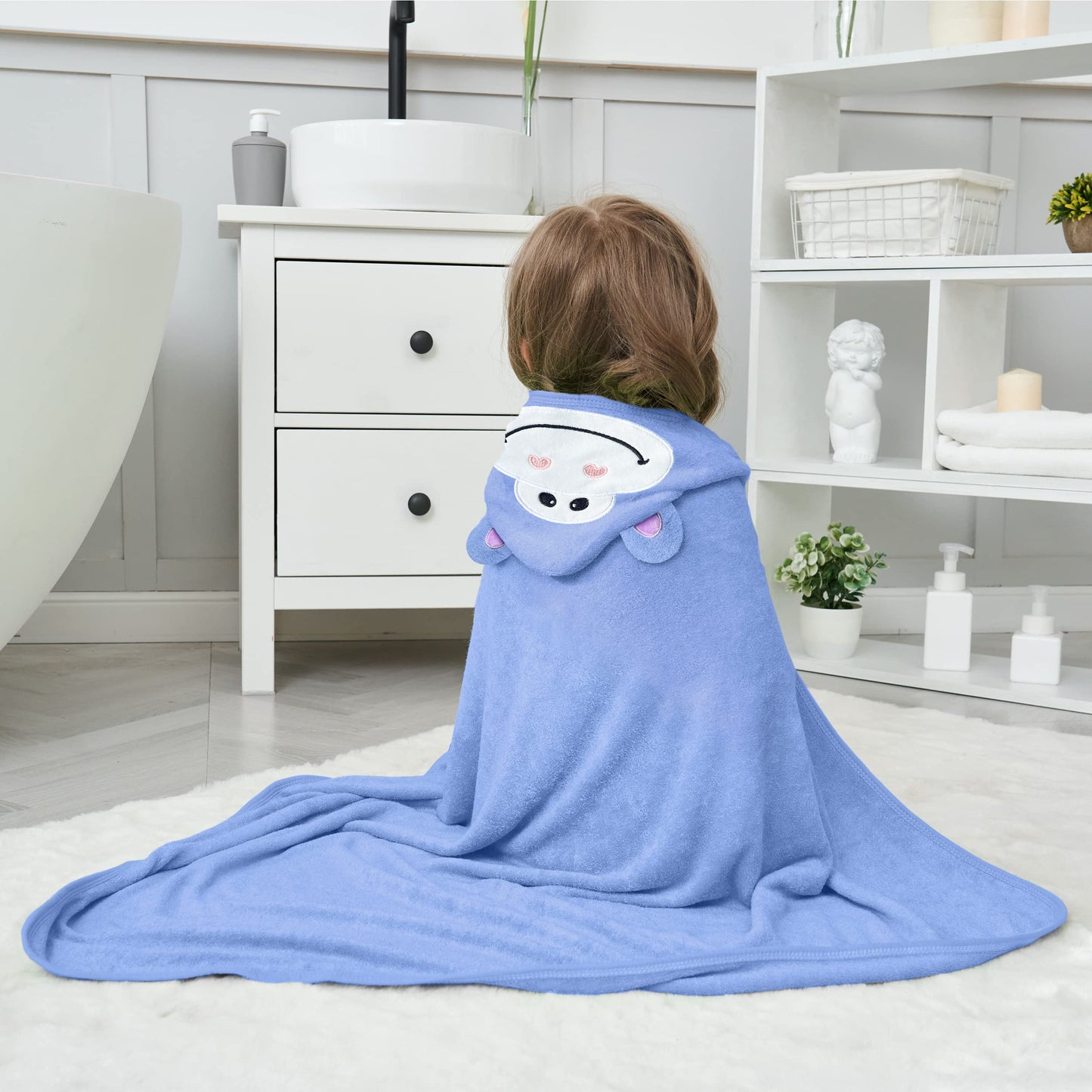 HIPHOP PANDA Hooded Towel - Rayon Made from Bamboo, Bath Towel with Bear Ears for Newborn, Babie, Toddler, Infant - Absorbent Large Baby Towel - Yellow Duck, 30 x 30 Inch