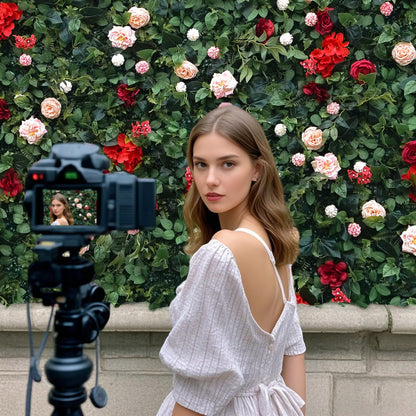 Artificial Luxury‌ Flower Wall Panels, Gorgeous 3D Silk Floral Backdrop for Wedding, Baby Show, Party and Home Decor, Quick Assembly/Storage, Eco ＆ Pet Friendly, 2 pcs, Each Panel 2*8 ft.