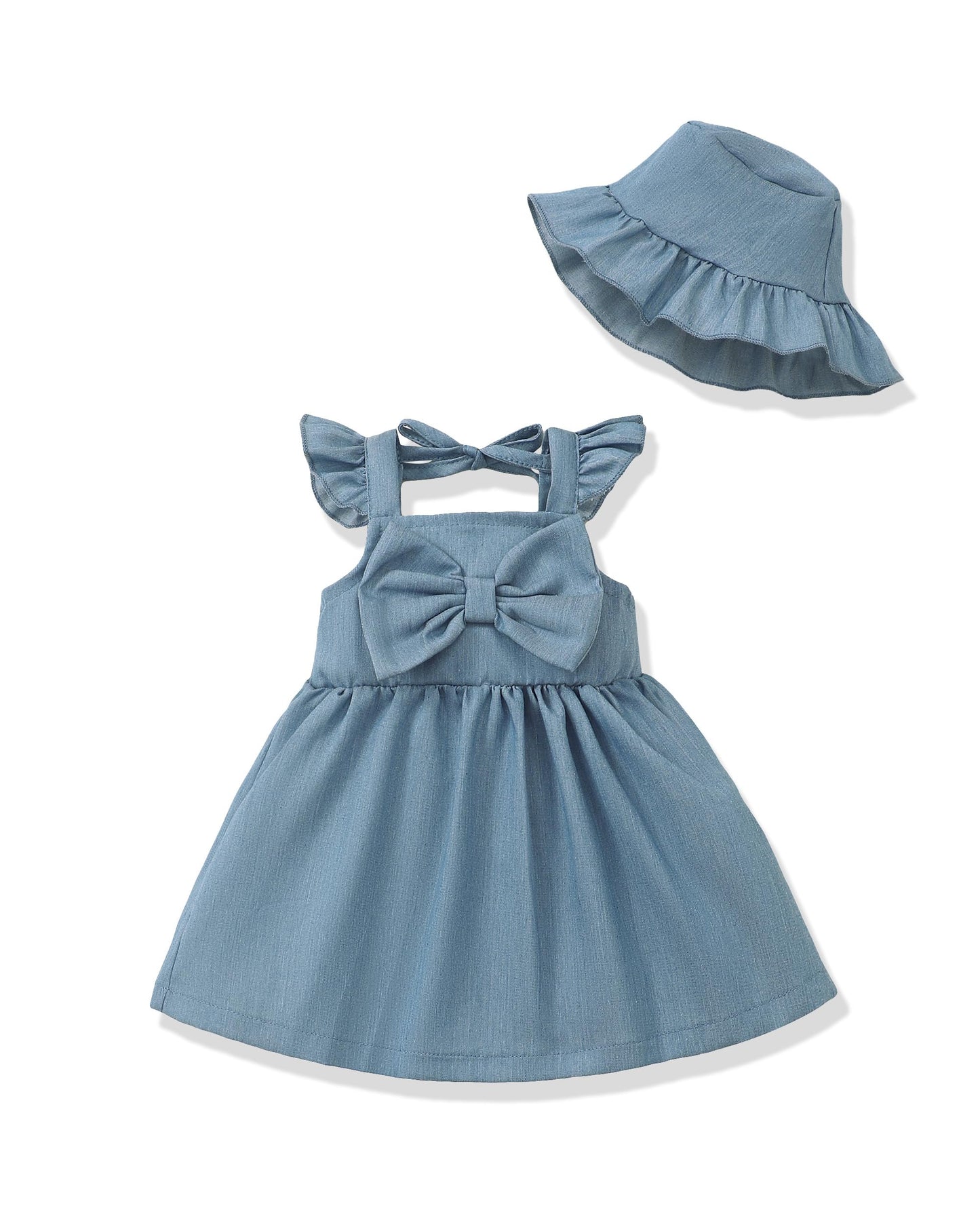 Renotemy Infant Baby Girl Dresses Toddler Girl Clothes Summer Cotton Linen Boho Smocked Sundress Gift for Girls with Hat