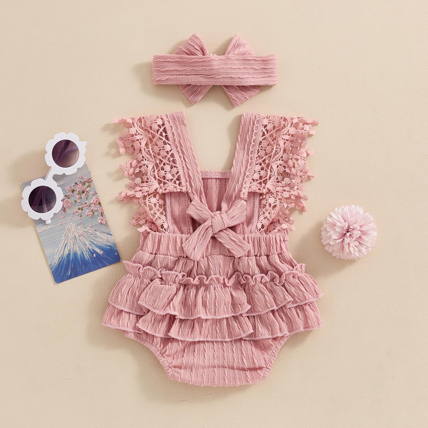Douhoow Infant Baby Girl Plaid Romper Baby Short Sleeve Pleated Romper Bodysuit Summer Spring Outfits