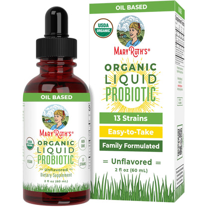 MaryRuth Organics USDA Organic Liquid Probiotic | Digestive Health | Probiotics for Women, Men, Kids | Acidophilus Probiotic | Vegan | Travel Friendly | 20 Servings