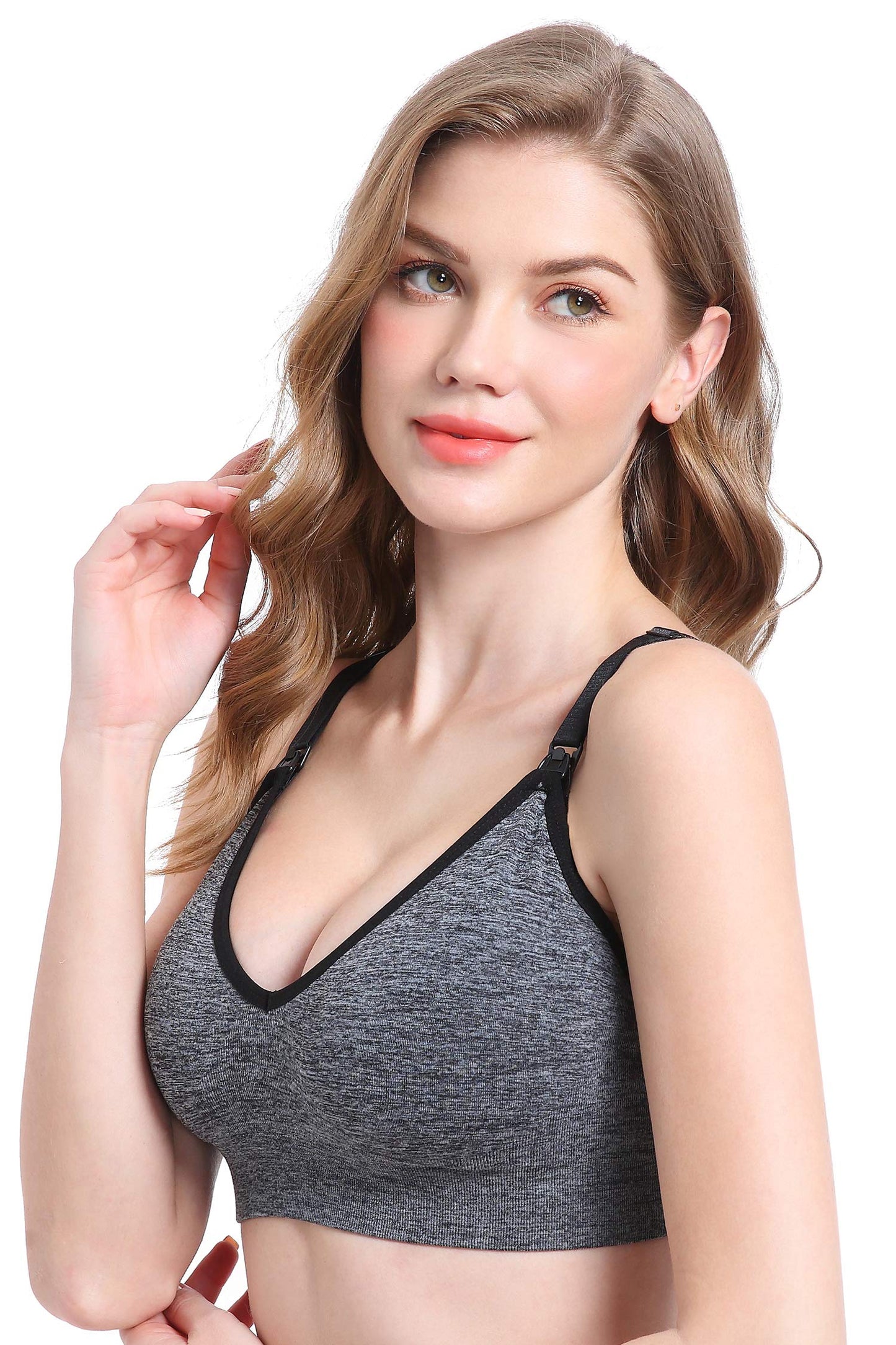 Suekaphin Nursing Bra 5pack Wireless V Neck Maternity Nursing Bra Bralette Low Cut Sleeping Breastfeeding with Extenders