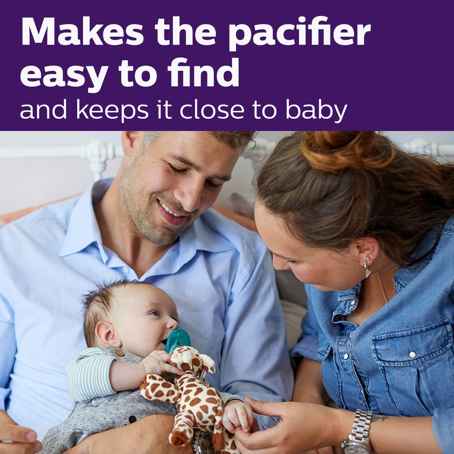 Philips AVENT Soothie Snuggle Pacifier Holder with Detachable Pacifier, 0m+, Giraffe, SCF347/01-1 Count (Pack of 1)