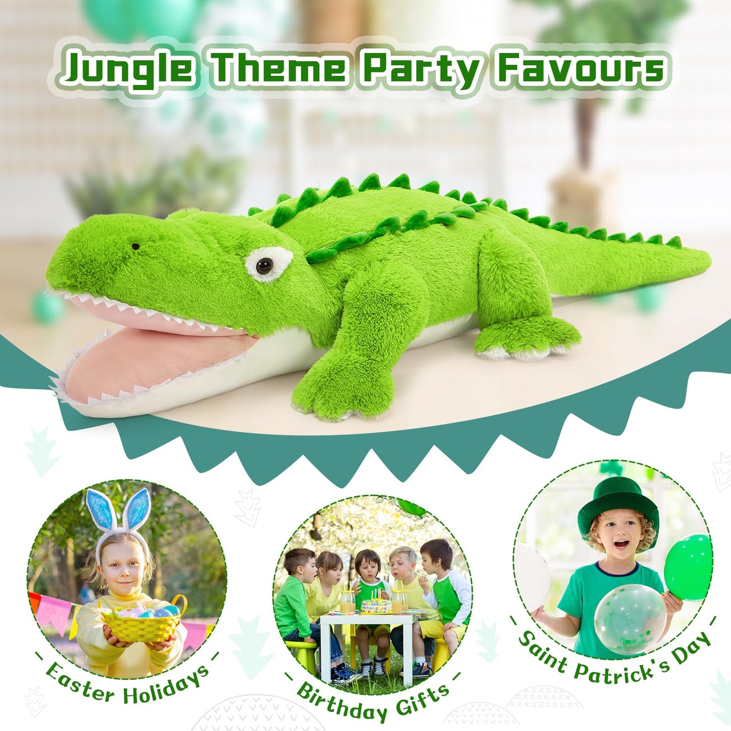 Tezituor 51 inch Giant Alligator Stuffed Animal, 4ft Large Stuffed Crocodile Plush Toy, Hugging Soft Alligator Plush Pillow for Girls Boys