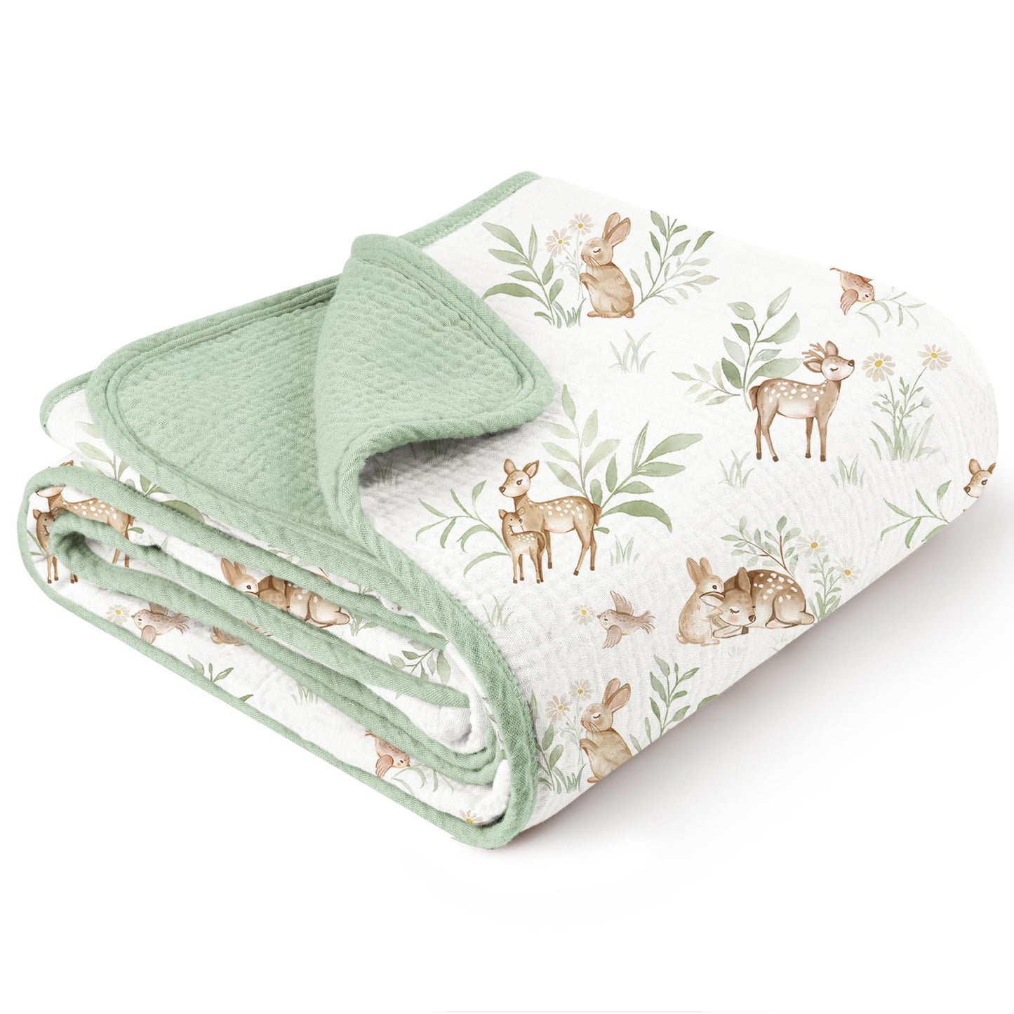 Konssy Muslin Baby Blankets for Girls Boys, 100% Cotton Crib Blanket for Infant Toddler, Super Soft and Lightweight Nursery Swaddling Wrap 40"x36" (Floral)