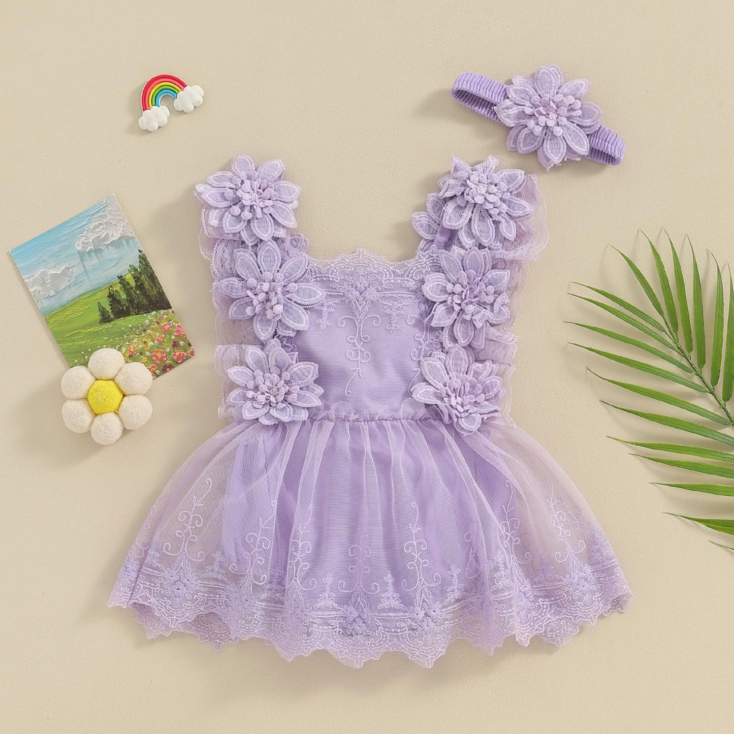 Mubineo Baby Girl Summer Clothes Lace Romper Skirt Dress Princess Outfits Sleeveless Flower Newborn Outfit