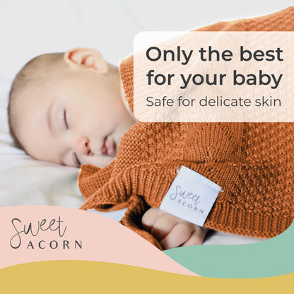 Knit Baby Blanket in Elegant Pattern, Organic Cotton Blankets for Crib or Stroller, Receiving Blankets - Salt White
