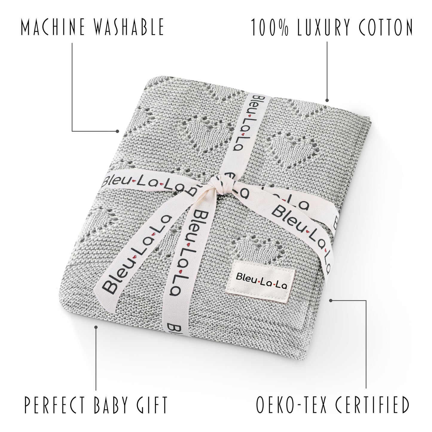Swaddling Blanket for Girls - 100% Luxury Cotton Knit Heart Baby Blanket - Soft Warm Cozy Swaddle Receiving Stroller Crib Receiving Blanket for Newborns Infants & Toddlers (Pink, 0-2 Years)