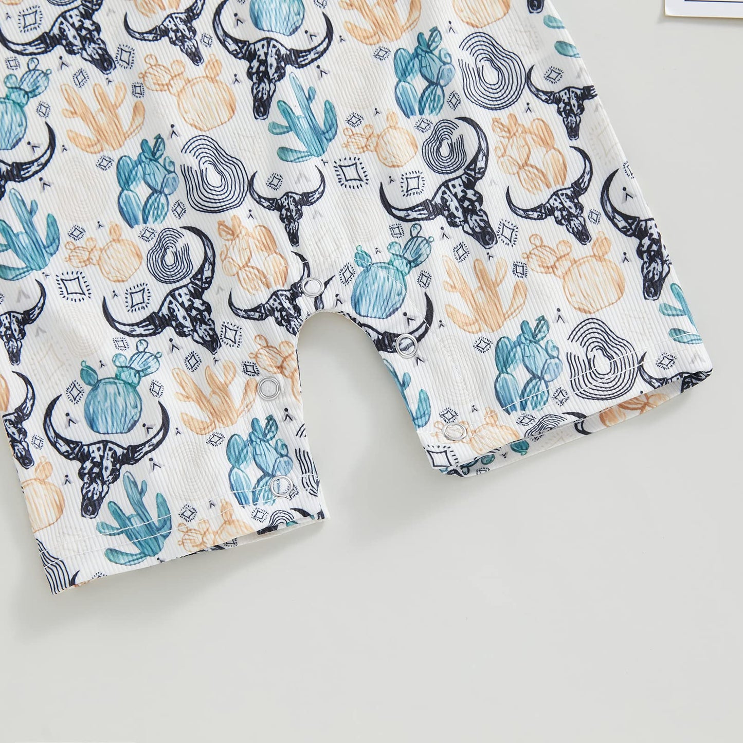 Gueuusu Country Baby Clothes Boy Girl Western Cow Print Short Sleeve Romper Bodysuit Ribbed One Piece Jumpsuit Summer Outfit