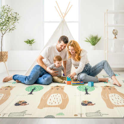 Sorbus Foldable Baby Play Mat, Kids Foam Mats for Floor with Travel Bag - Waterproof Foldable Play Mats for Babies, Infants, Toddlers, and Kids Playtime & Tummy Time 78x70x0.4 (Safari Party)