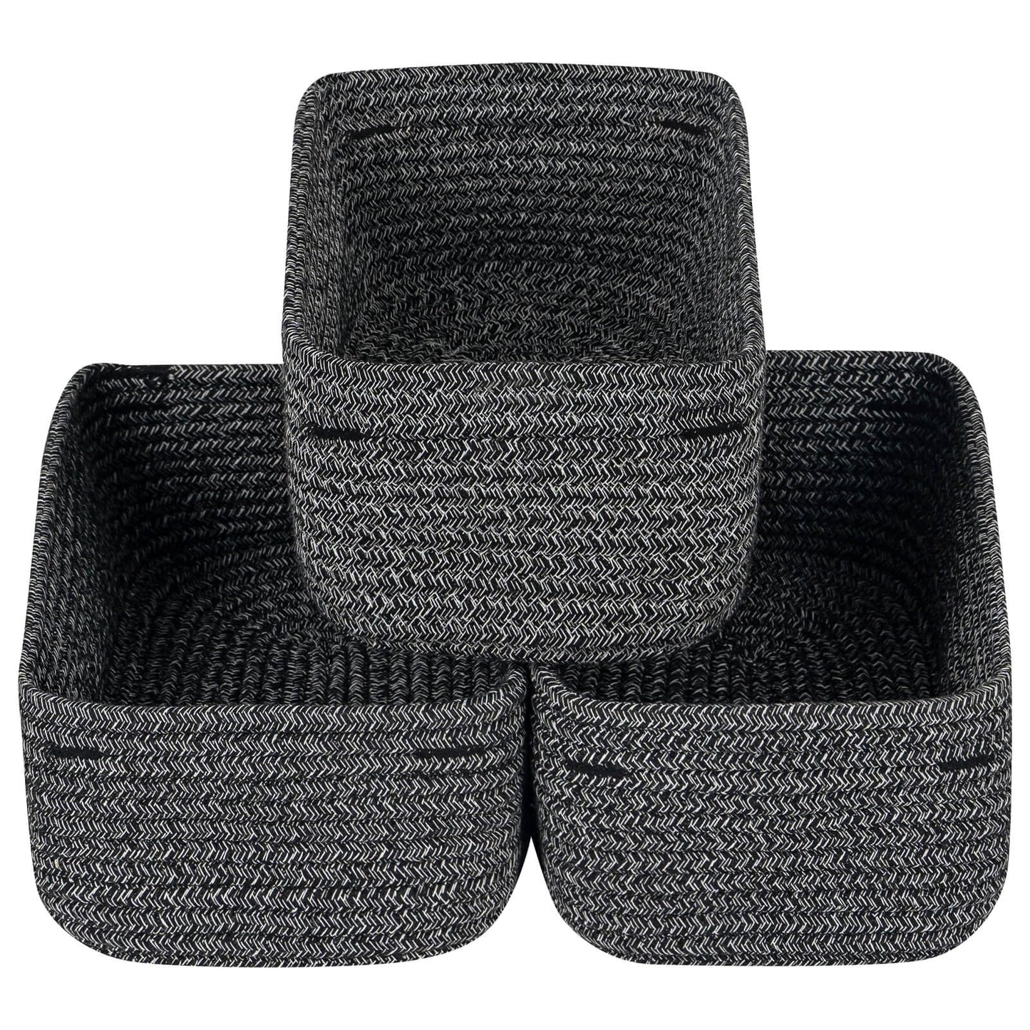CubesLand Off White Small Storage Baskets for Shelves, Closet Organization Storage Bins Empty Gift Basket Baby Nursery Woven Baskets for Organizing, Rectangular Clothes Closet Shelves Baskets 3 Packs