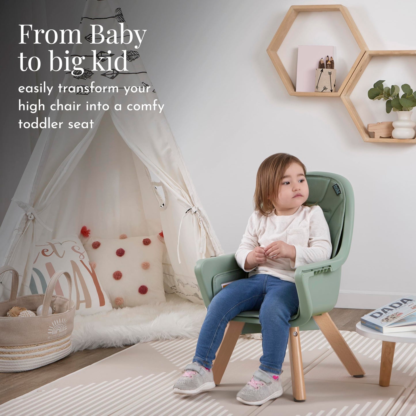 Evolur Zoodle 2 in 1 Convertible Baby High Chair in Light Gray