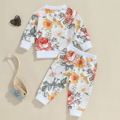 Mubineo Toddler Baby Girl Clothes Cute Long Sleeve Sweatshirt Sweatpant Outfits Fall Winter Tops Pant Outfit Sweatsuit
