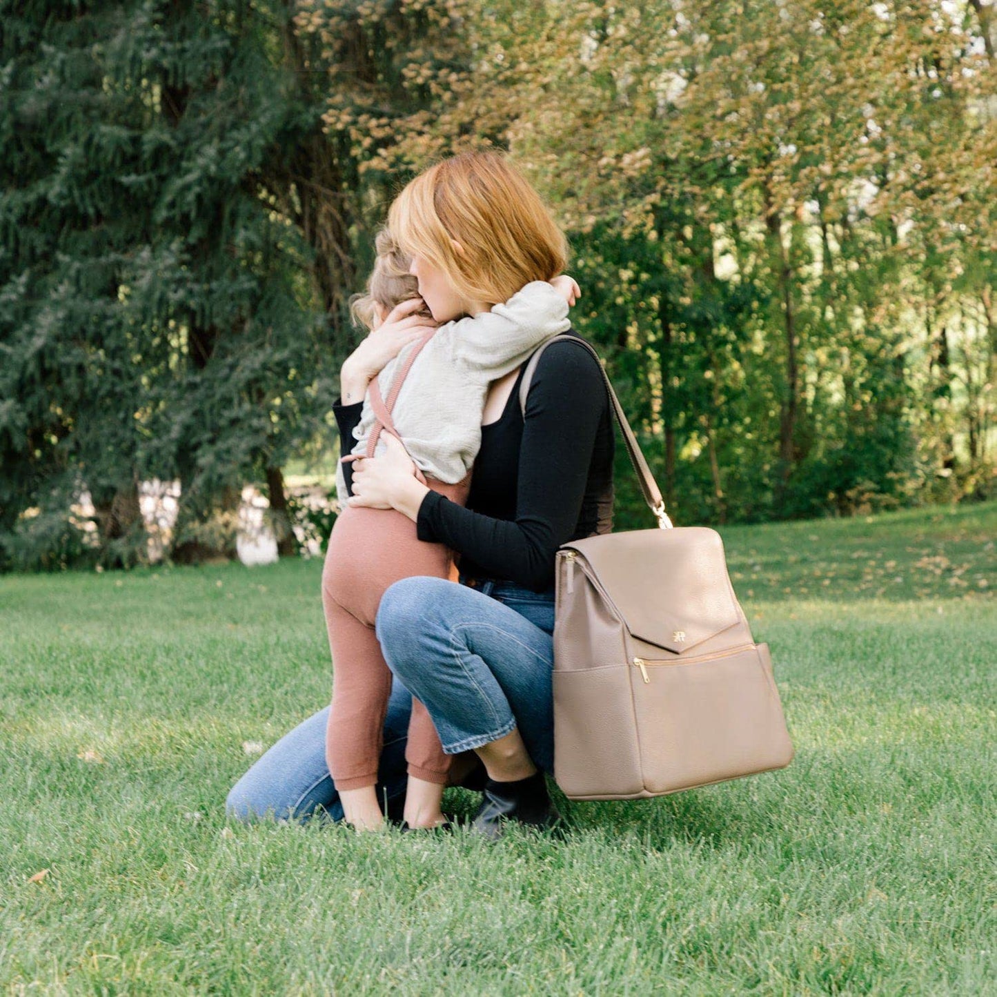 Freshly Picked Classic II Diaper Bag Backpack, Wipeable Vegan Leather With Changing Pad (Sage Green V2)