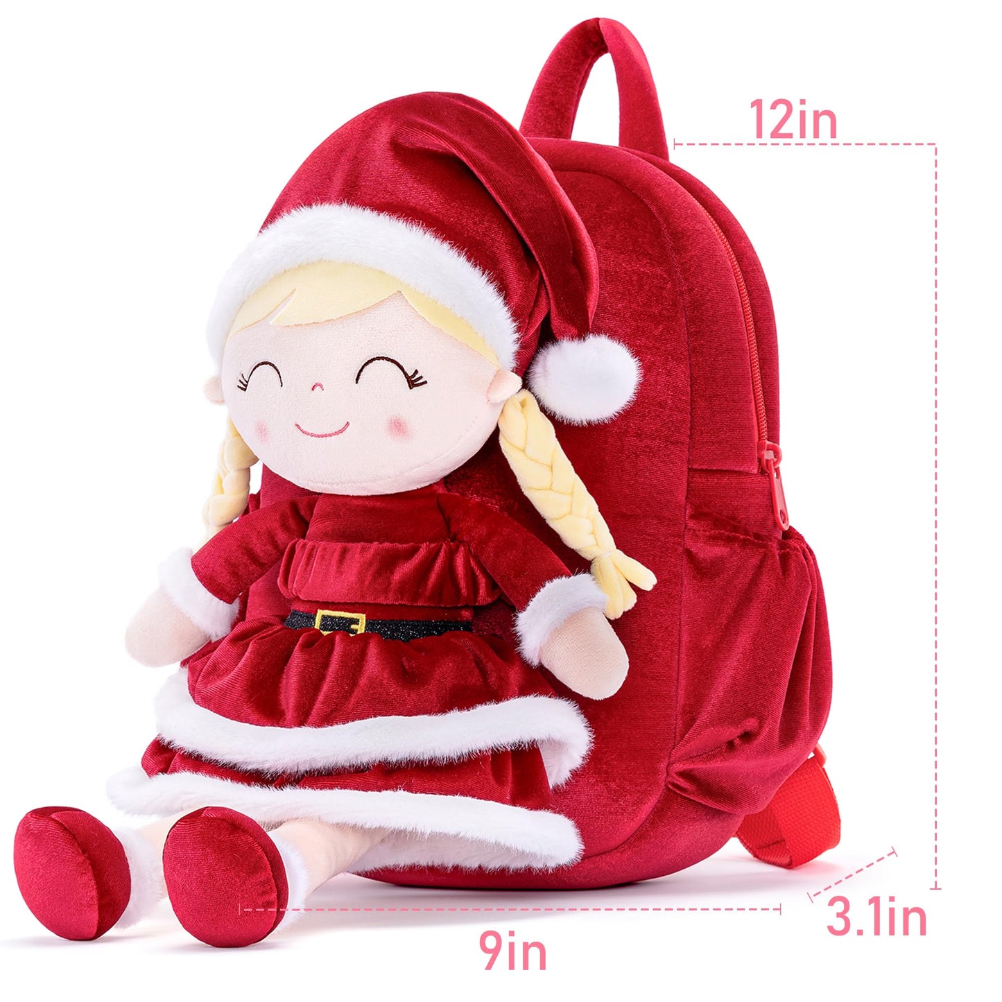 Gloveleya Toddler Backpack Baby Ballerina Girl Gifts Plush Curly Hair Ballet Backpack - Black Blonde 9 inches
