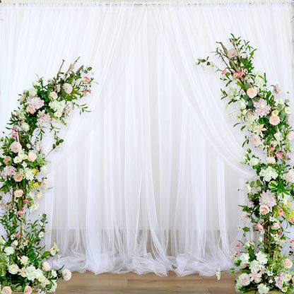 Champagne Tulle Backdrop Curtain for Parties Wedding 10ft×8ft Champagne Sheer Backdrop Curtains for Baby Shower Bridal Shower Reception Birthday Party Christmas Photoshoot Decorations 2 Panels