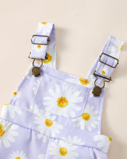 SUNNY PIGGY Toddler Baby Girl Overalls Clothes Toddler Adjustable Suspender Jumpsuit Short Sleeve Outfit Little Girl's Set